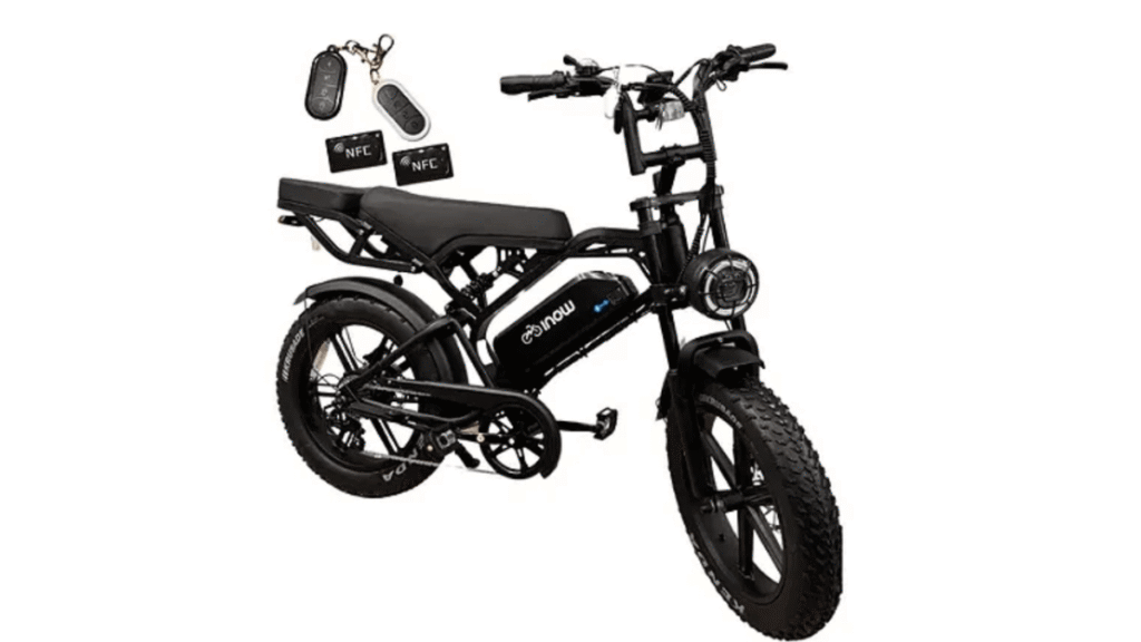 Bicicleta elétrica urbana 1000W com bateria integrada, pneus largos e design compacto para uso em cidade