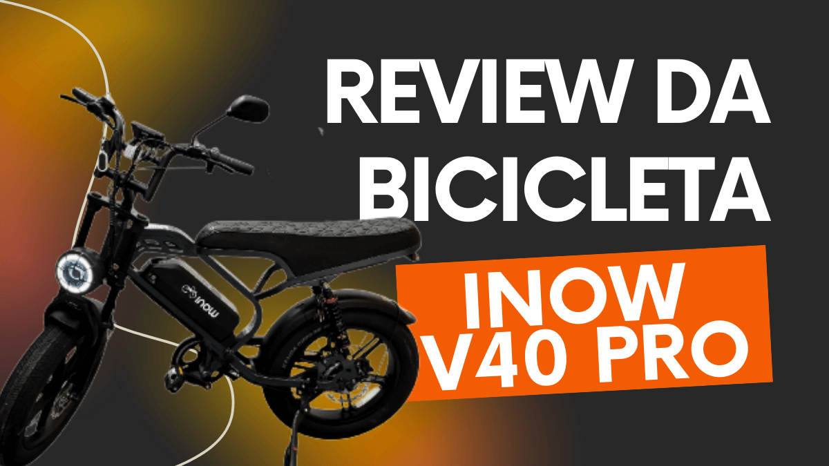 bicicleta elétrica Inow V40 Pro 1000W preta usada em review de mobilidade urbana